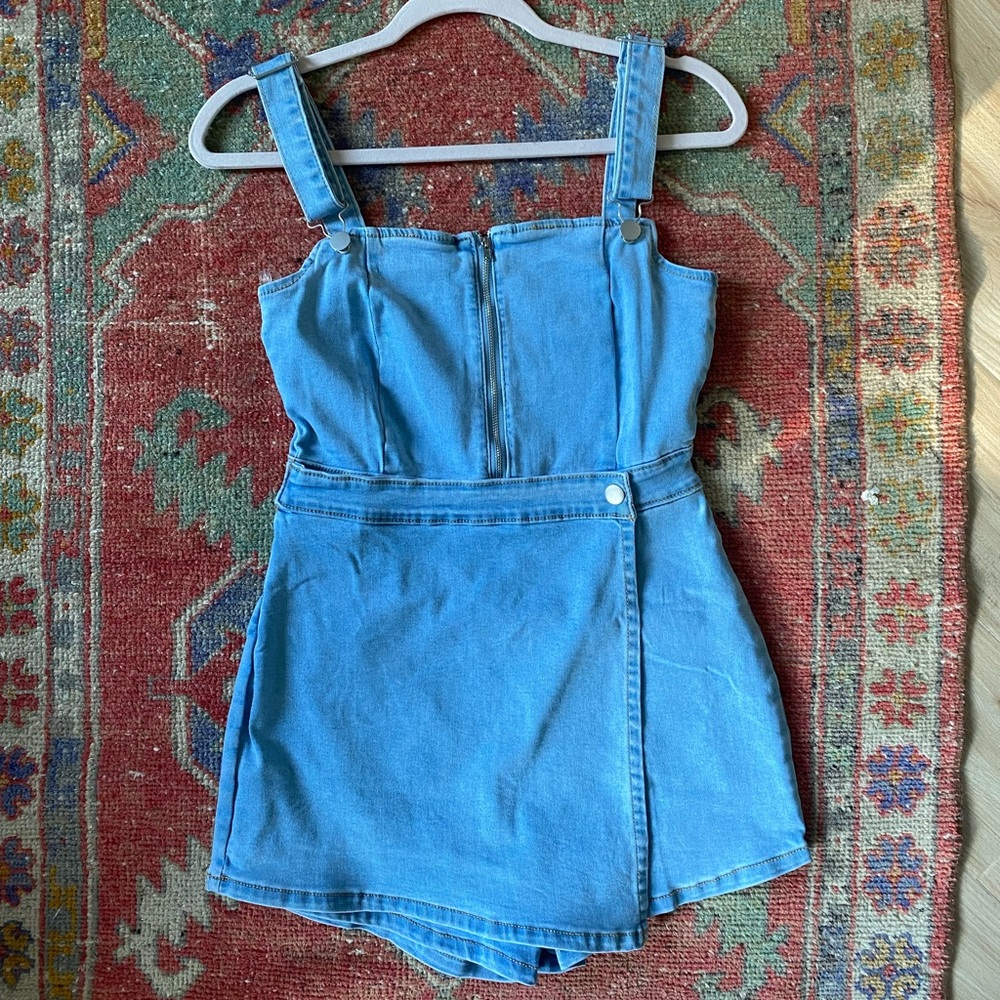 Adorable denim overalls skort